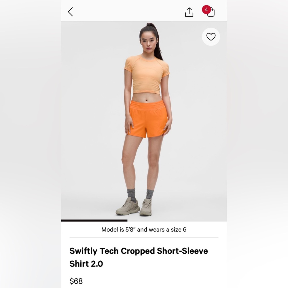 Lululemon swiftly tech cropped short sleeve shirt